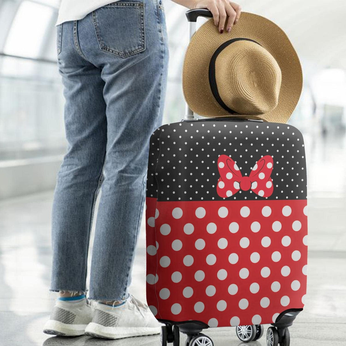 Red Bow Luggage Cover Protector Fit 29-32 Inch, Black