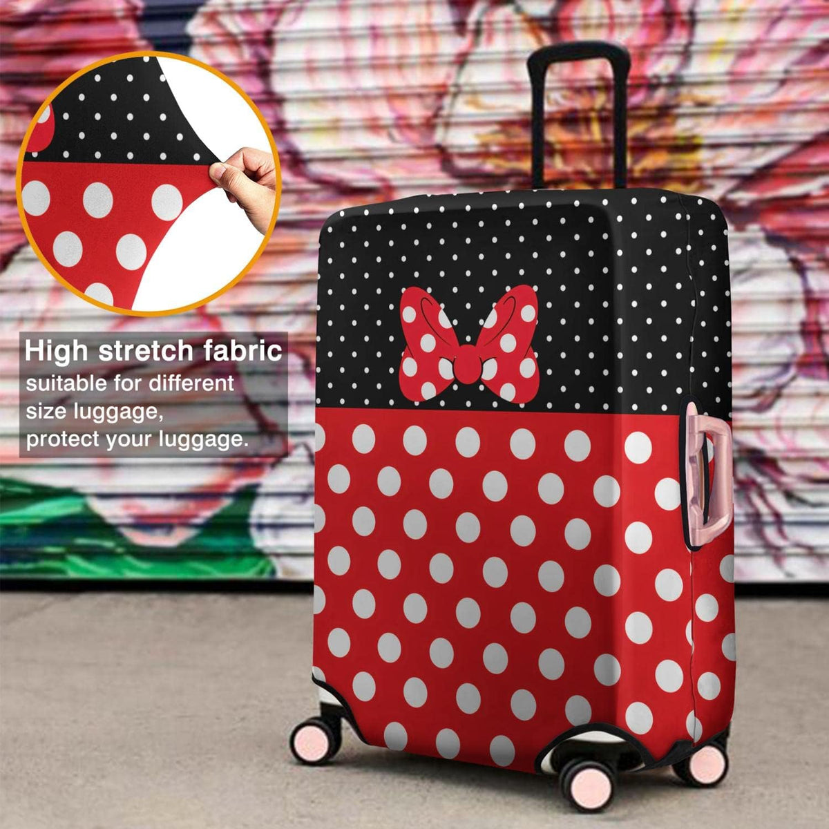 Red Bow Luggage Cover Protector Fit 29-32 Inch, Black