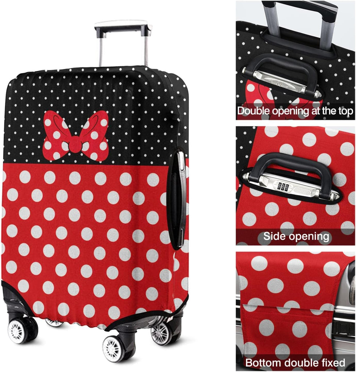 Red Bow Luggage Cover Protector Fit 29-32 Inch, Black