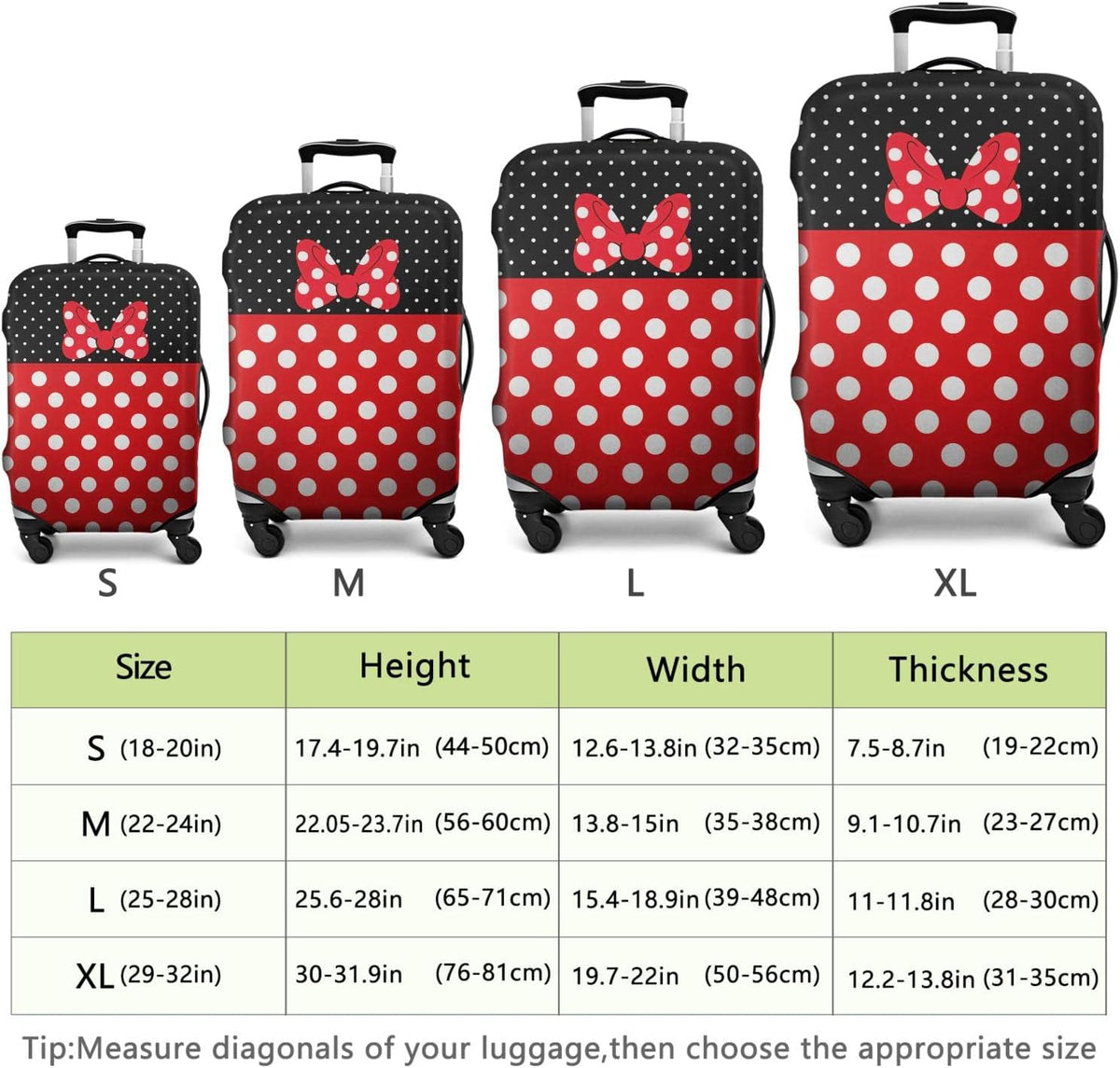 Red Bow Luggage Cover Protector Fit 29-32 Inch, Black