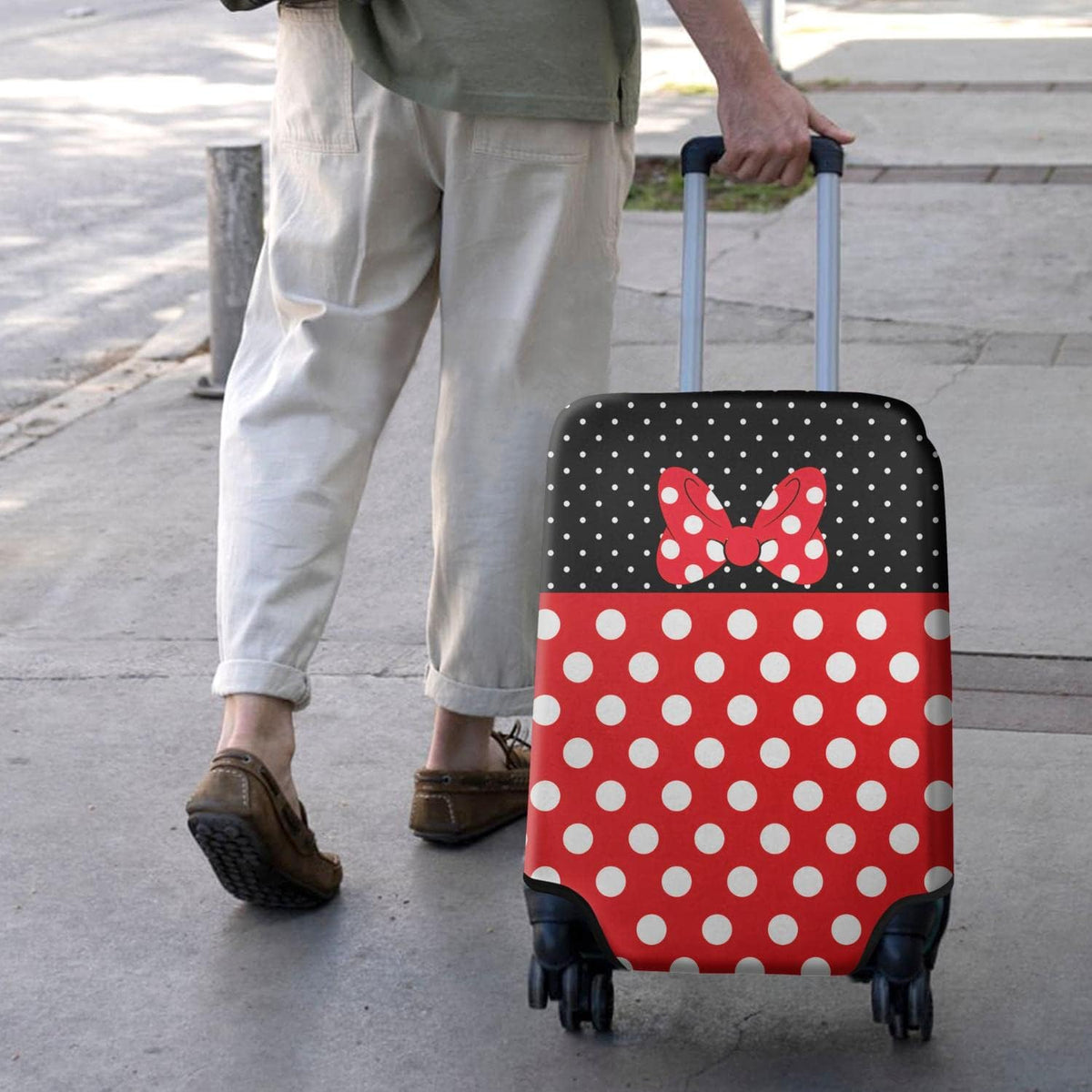 Red Bow Luggage Cover Protector Fit 29-32 Inch, Black