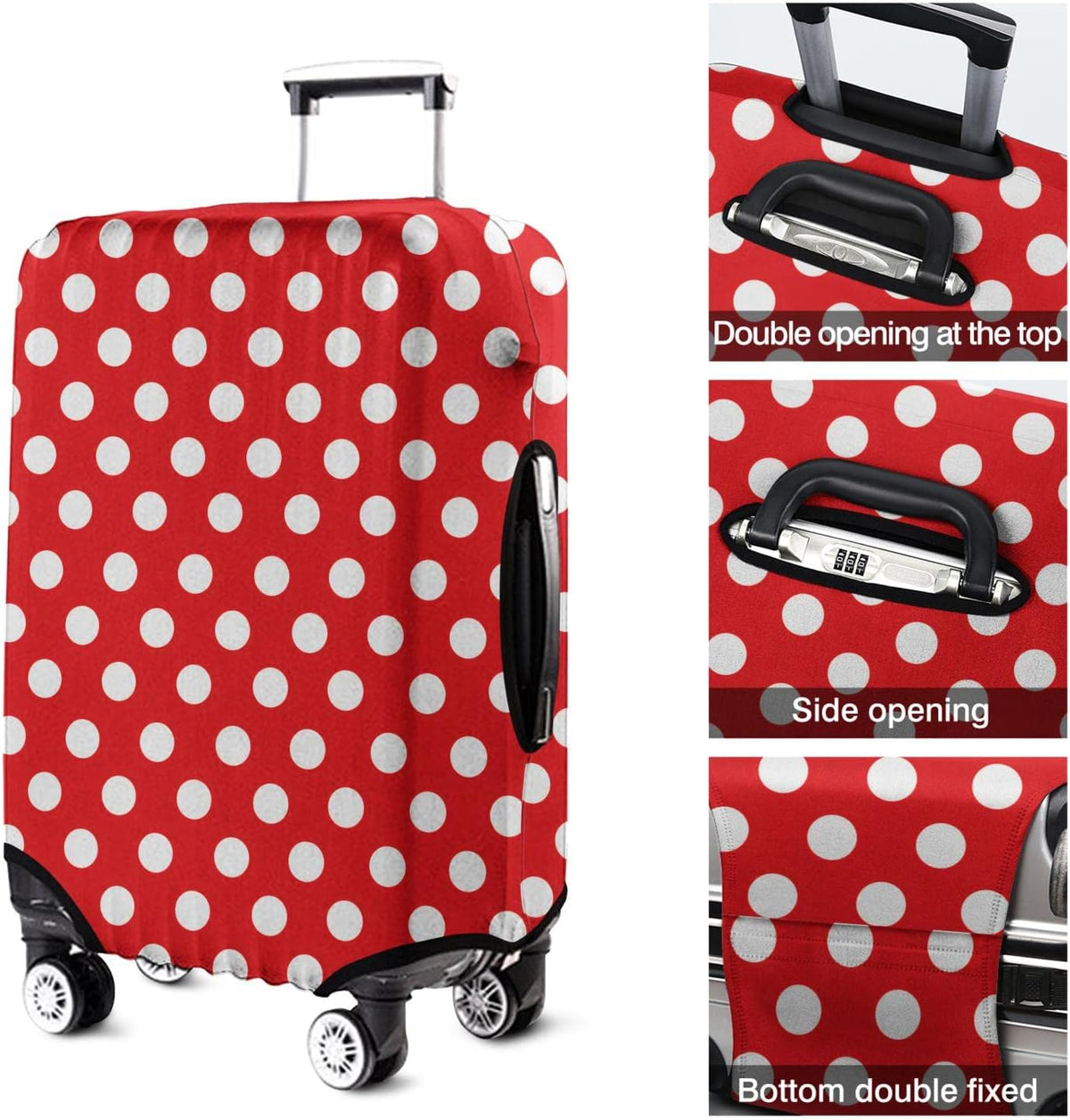 Red Bow Luggage Cover Protector Fit 29-32 Inch, Black