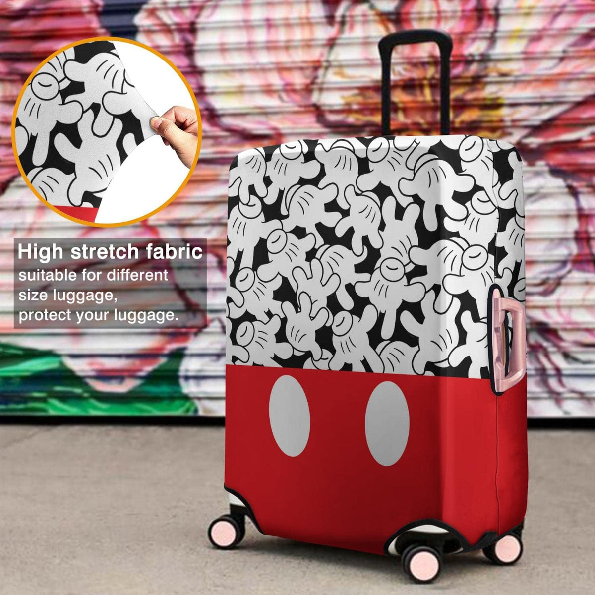 Red Bow Luggage Cover Protector Fit 29-32 Inch, Black