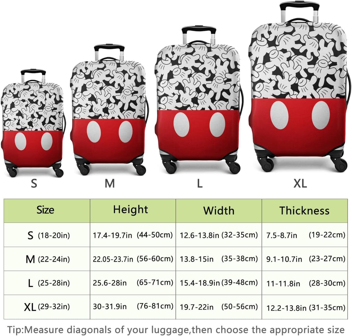 Red Bow Luggage Cover Protector Fit 29-32 Inch, Black