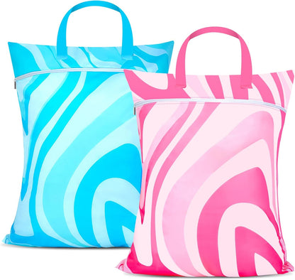 2 Pcs Large Travel Laundry Bags - Waterproof with Handle, Washable Dirty Clothes Bags for Travel, Wet & Dry Use, Bathing Suit & Gym Clothes Laundry, Swimming Pool & College Dorm
