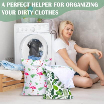 2 Pcs Large Travel Laundry Bags - Waterproof with Handle, Washable Dirty Clothes Bags for Travel, Wet & Dry Use, Bathing Suit & Gym Clothes Laundry, Swimming Pool & College Dorm