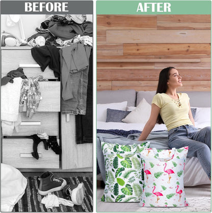 2 Pcs Large Travel Laundry Bags - Waterproof with Handle, Washable Dirty Clothes Bags for Travel, Wet & Dry Use, Bathing Suit & Gym Clothes Laundry, Swimming Pool & College Dorm