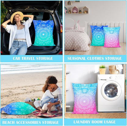 2 Pcs Large Travel Laundry Bags - Waterproof with Handle, Washable Dirty Clothes Bags for Travel, Wet & Dry Use, Bathing Suit & Gym Clothes Laundry, Swimming Pool & College Dorm