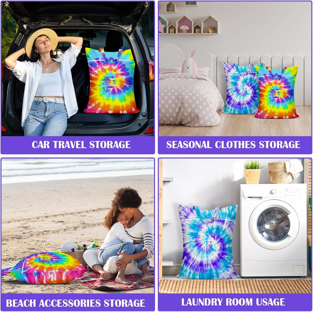 2 Pcs Large Travel Laundry Bags - Waterproof with Handle, Washable Dirty Clothes Bags for Travel, Wet & Dry Use, Bathing Suit & Gym Clothes Laundry, Swimming Pool & College Dorm