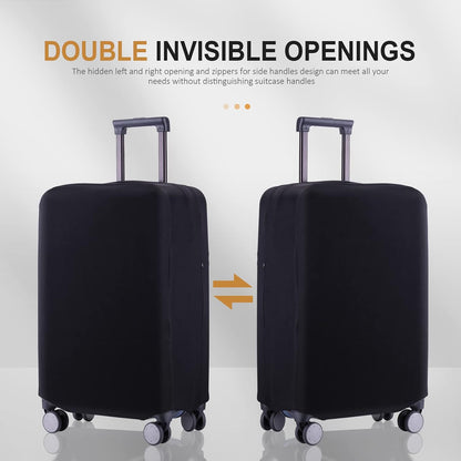 Travel Luggage Cover Suitcase Protector Scratch-Resistant Fit 19-31 Inch, Not Included Suitcase (Black, 2XL(30-31inch))
