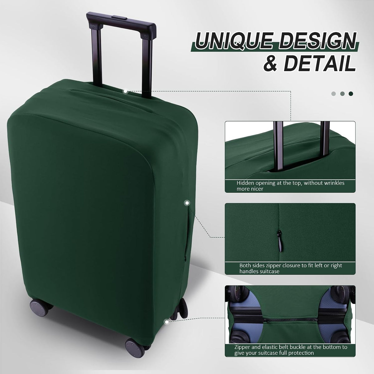 Travel Luggage Cover Suitcase Protector Scratch-Resistant Fit 19-31 Inch, Not Included Suitcase (Black, 2XL(30-31inch))