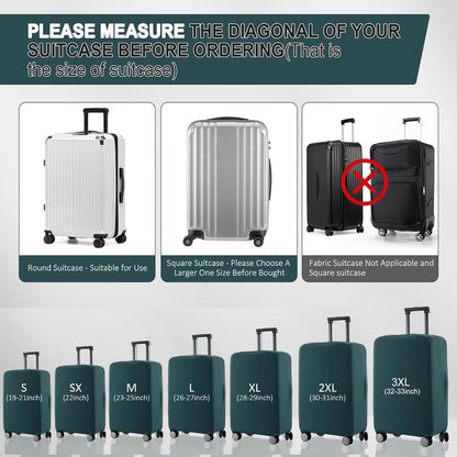 Travel Luggage Cover Suitcase Protector Scratch-Resistant Fit 19-31 Inch, Not Included Suitcase (Black, 2XL(30-31inch))