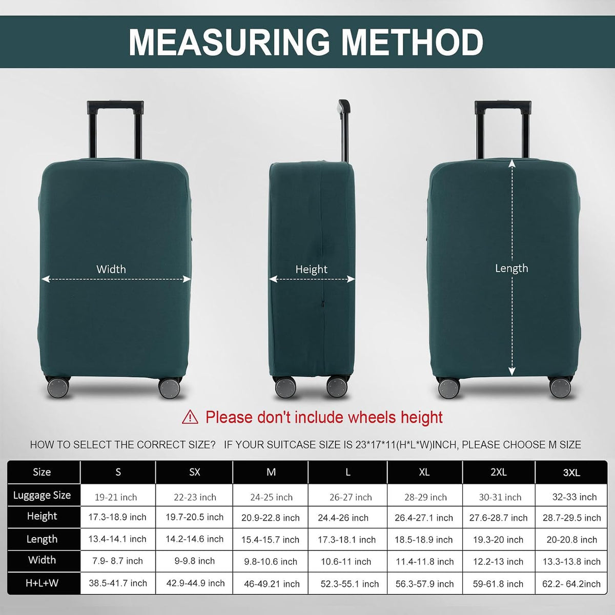 Travel Luggage Cover Suitcase Protector Scratch-Resistant Fit 19-31 Inch, Not Included Suitcase (Black, 2XL(30-31inch))