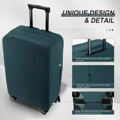 Travel Luggage Cover Suitcase Protector Scratch-Resistant Fit 19-31 Inch, Not Included Suitcase (Black, 2XL(30-31inch))