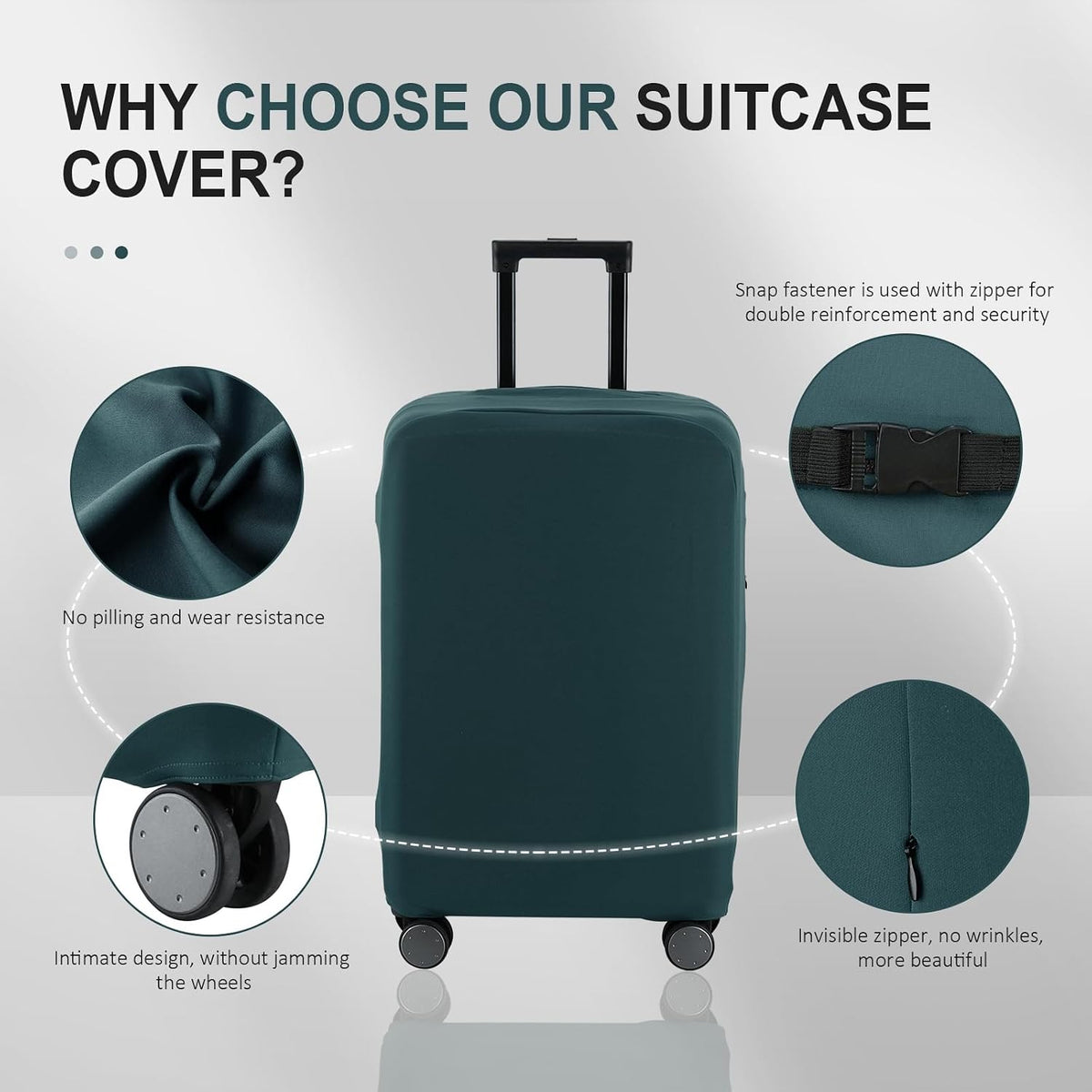 Travel Luggage Cover Suitcase Protector Scratch-Resistant Fit 19-31 Inch, Not Included Suitcase (Black, 2XL(30-31inch))