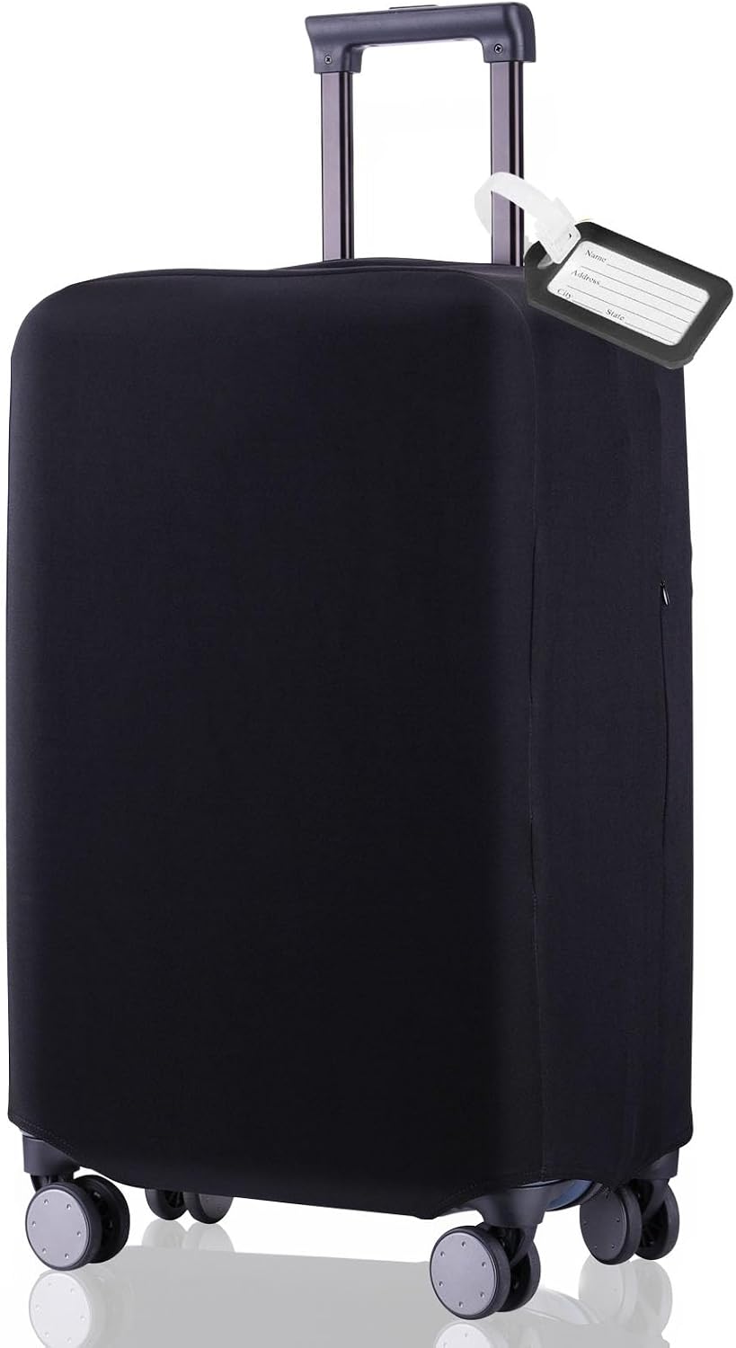 Travel Luggage Cover Suitcase Protector Scratch-Resistant Fit 19-31 Inch, Not Included Suitcase (Black, 2XL(30-31inch))