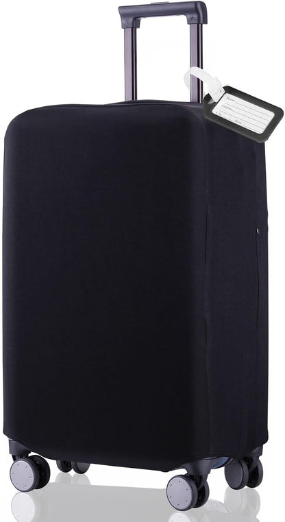Travel Luggage Cover Suitcase Protector Scratch-Resistant Fit 19-31 Inch, Not Included Suitcase (Black, 2XL(30-31inch))