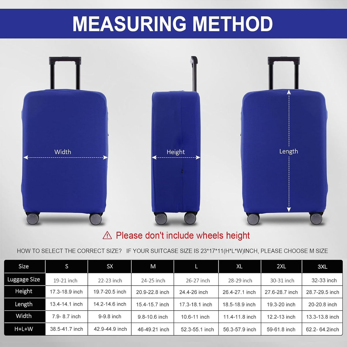 Travel Luggage Cover Suitcase Protector Scratch-Resistant Fit 19-31 Inch, Not Included Suitcase (Black, 2XL(30-31inch))