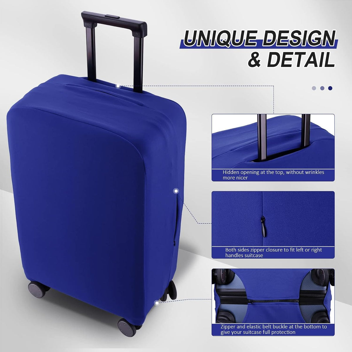 Travel Luggage Cover Suitcase Protector Scratch-Resistant Fit 19-31 Inch, Not Included Suitcase (Black, 2XL(30-31inch))