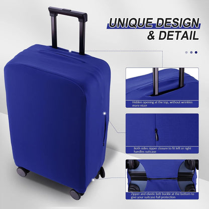 Travel Luggage Cover Suitcase Protector Scratch-Resistant Fit 19-31 Inch, Not Included Suitcase (Black, 2XL(30-31inch))