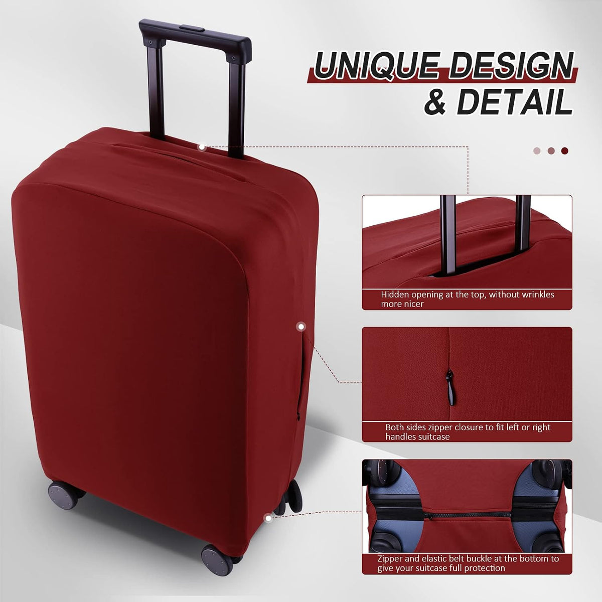 Travel Luggage Cover Suitcase Protector Scratch-Resistant Fit 19-31 Inch, Not Included Suitcase (Black, 2XL(30-31inch))