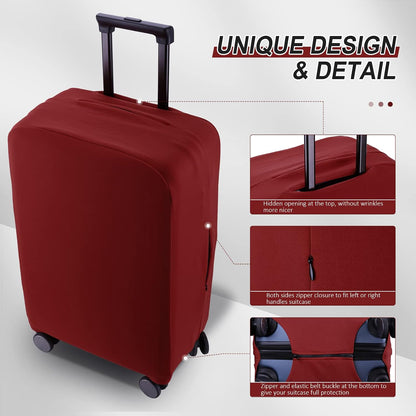 Travel Luggage Cover Suitcase Protector Scratch-Resistant Fit 19-31 Inch, Not Included Suitcase (Black, 2XL(30-31inch))