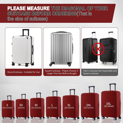 Travel Luggage Cover Suitcase Protector Scratch-Resistant Fit 19-31 Inch, Not Included Suitcase (Black, 2XL(30-31inch))