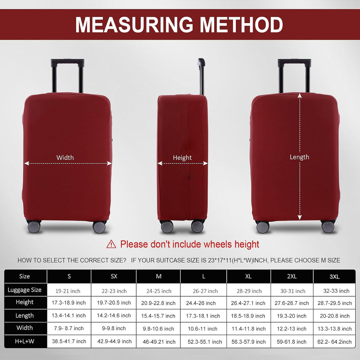 Travel Luggage Cover Suitcase Protector Scratch-Resistant Fit 19-31 Inch, Not Included Suitcase (Black, 2XL(30-31inch))