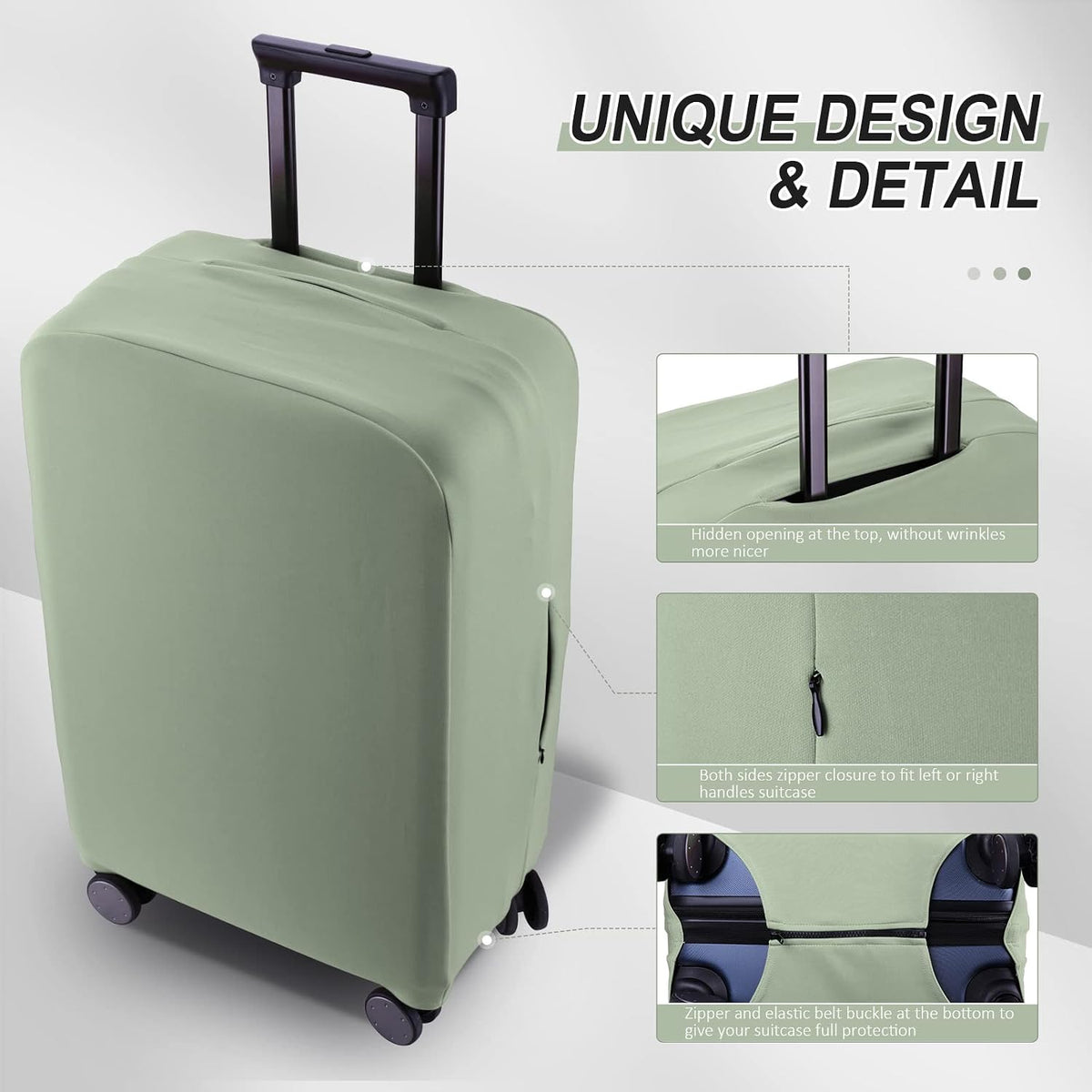 Travel Luggage Cover Suitcase Protector Scratch-Resistant Fit 19-31 Inch, Not Included Suitcase (Black, 2XL(30-31inch))