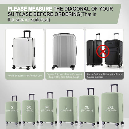 Travel Luggage Cover Suitcase Protector Scratch-Resistant Fit 19-31 Inch, Not Included Suitcase (Black, 2XL(30-31inch))