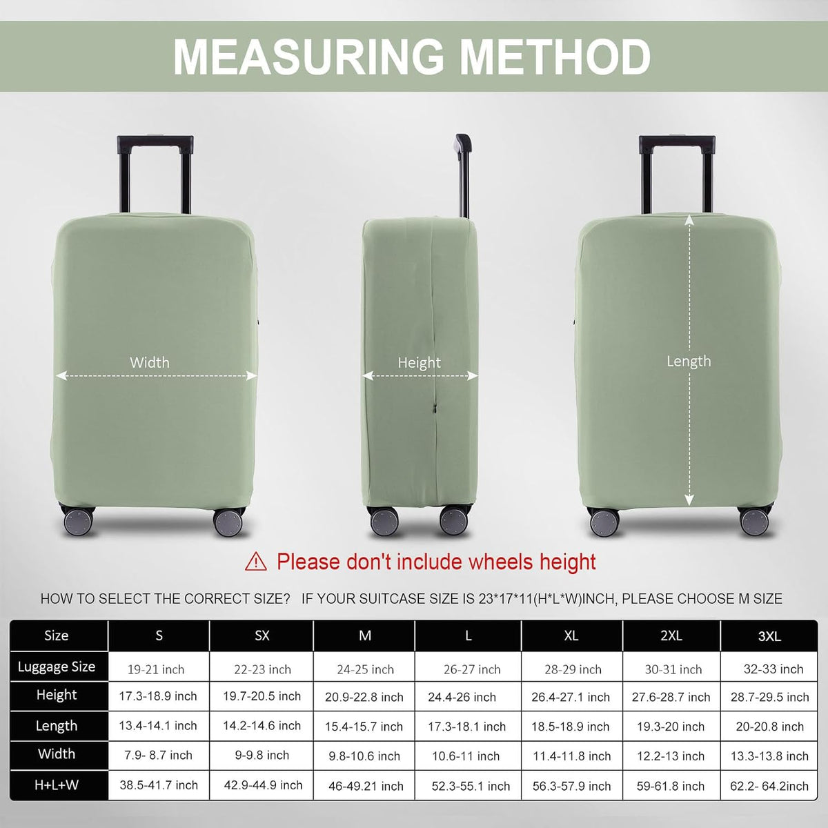 Travel Luggage Cover Suitcase Protector Scratch-Resistant Fit 19-31 Inch, Not Included Suitcase (Black, 2XL(30-31inch))