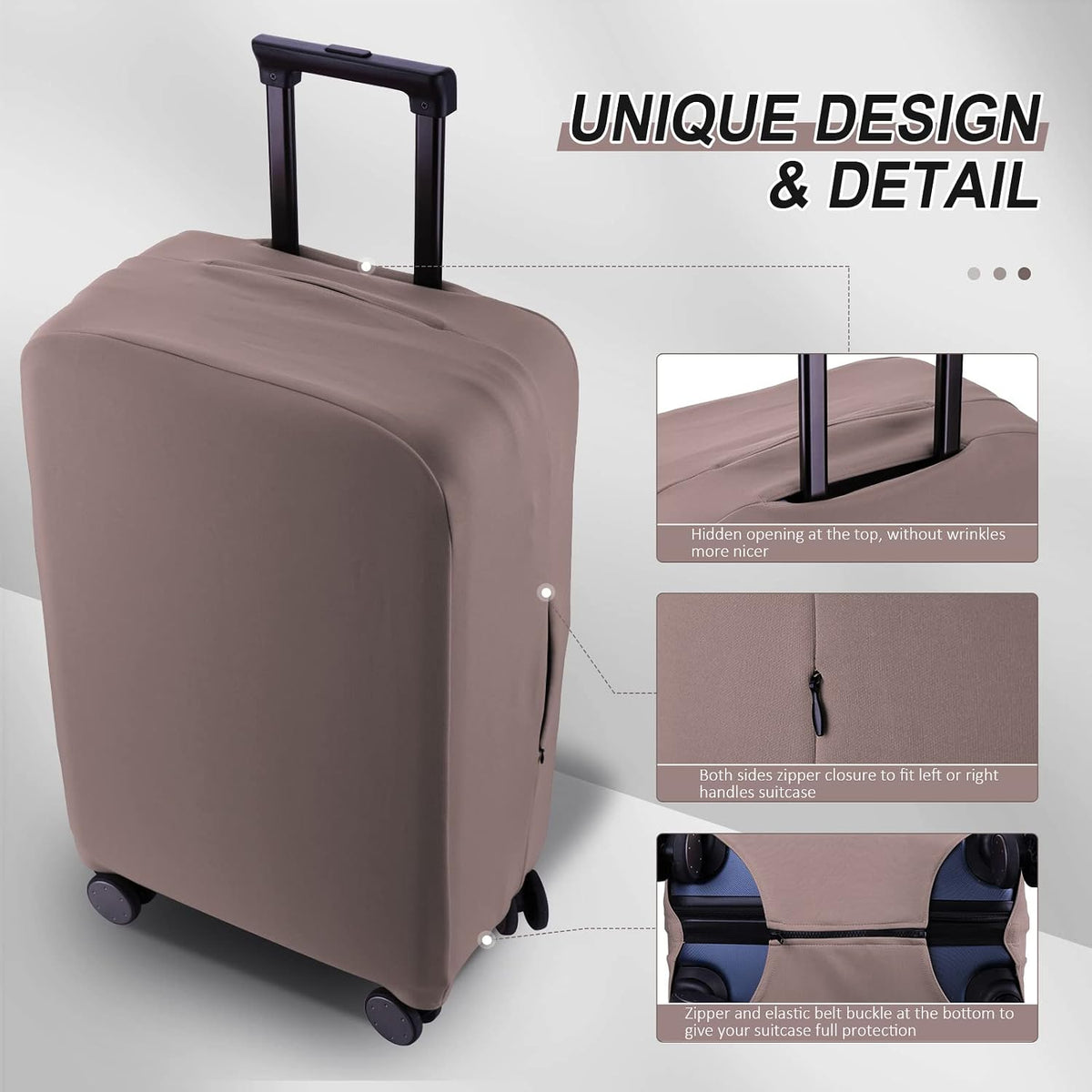 Travel Luggage Cover Suitcase Protector Scratch-Resistant Fit 19-31 Inch, Not Included Suitcase (Black, 2XL(30-31inch))
