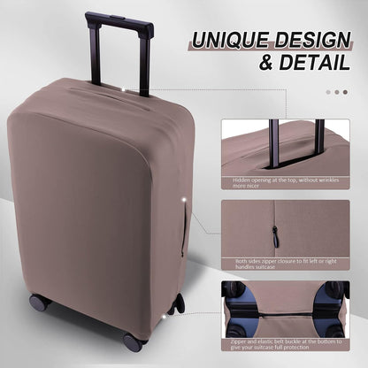 Travel Luggage Cover Suitcase Protector Scratch-Resistant Fit 19-31 Inch, Not Included Suitcase (Black, 2XL(30-31inch))