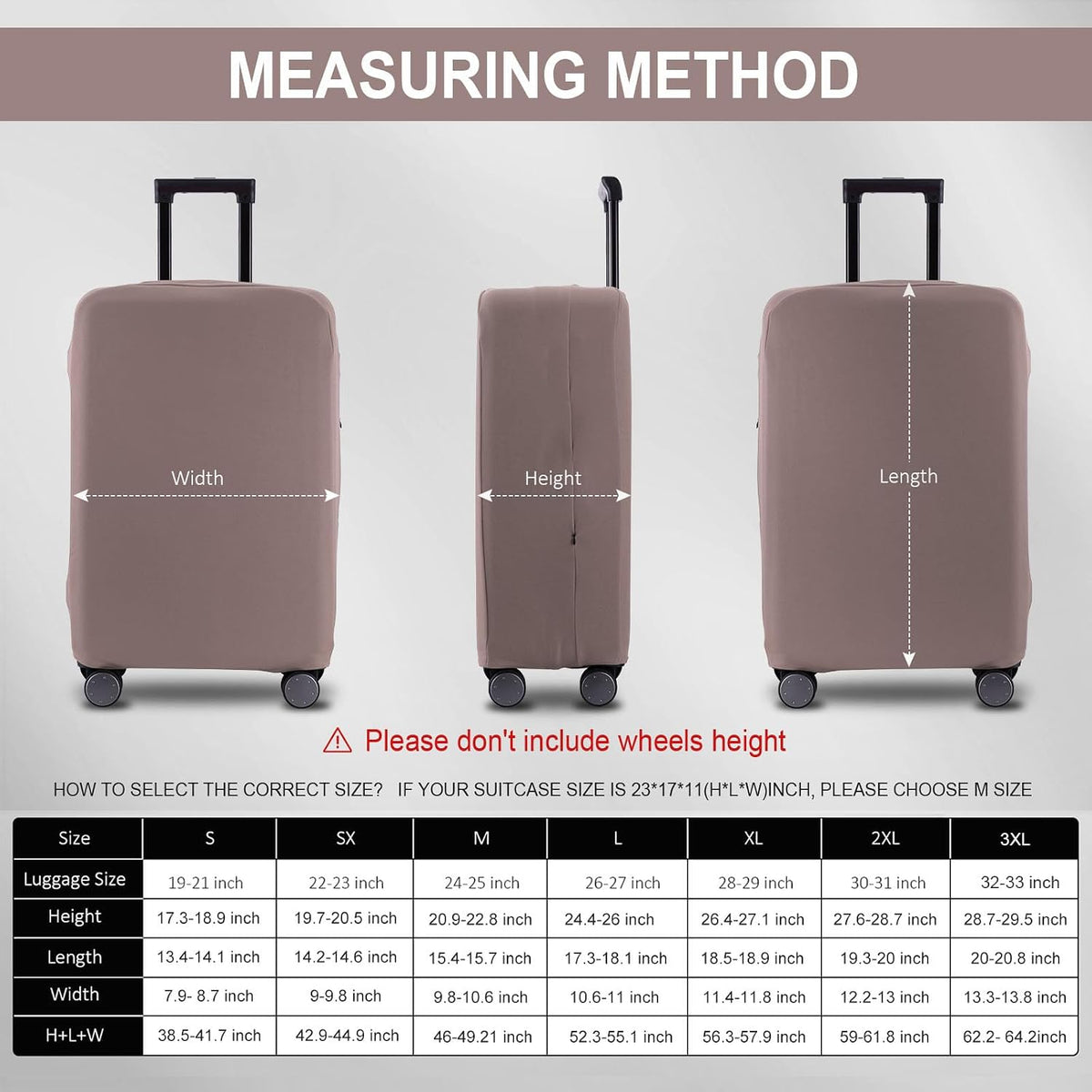 Travel Luggage Cover Suitcase Protector Scratch-Resistant Fit 19-31 Inch, Not Included Suitcase (Black, 2XL(30-31inch))