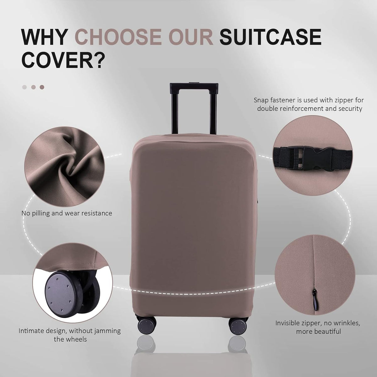 Travel Luggage Cover Suitcase Protector Scratch-Resistant Fit 19-31 Inch, Not Included Suitcase (Black, 2XL(30-31inch))