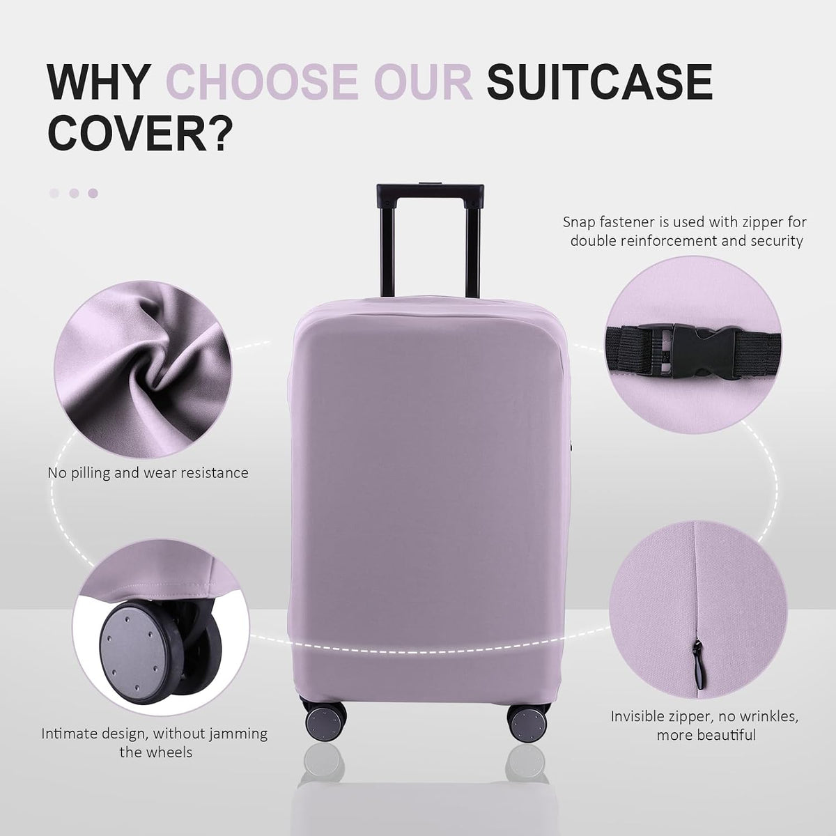 Travel Luggage Cover Suitcase Protector Scratch-Resistant Fit 19-31 Inch, Not Included Suitcase (Black, 2XL(30-31inch))