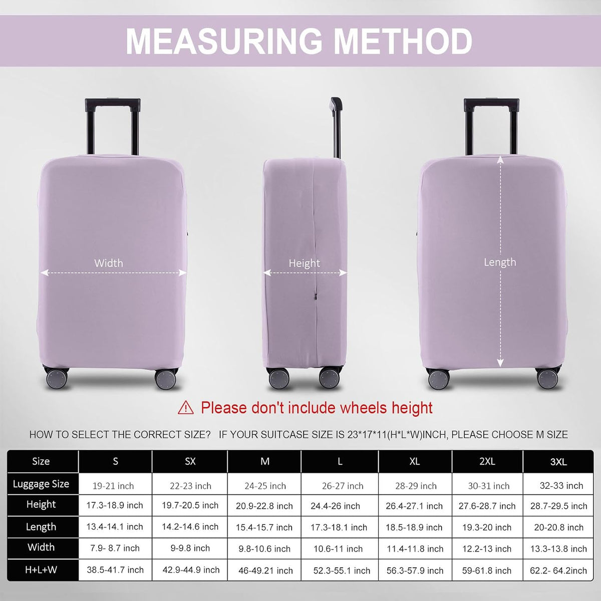 Travel Luggage Cover Suitcase Protector Scratch-Resistant Fit 19-31 Inch, Not Included Suitcase (Black, 2XL(30-31inch))
