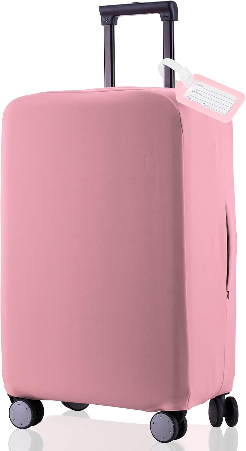 Travel Luggage Cover Suitcase Protector Scratch-Resistant Fit 19-31 Inch, Not Included Suitcase (Black, 2XL(30-31inch))
