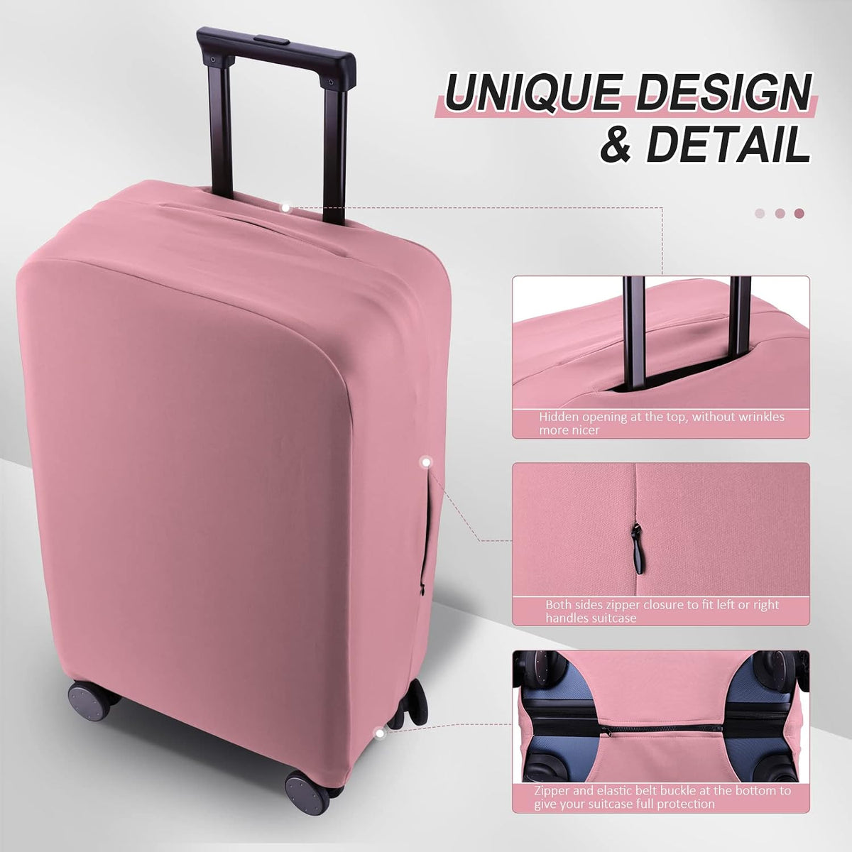 Travel Luggage Cover Suitcase Protector Scratch-Resistant Fit 19-31 Inch, Not Included Suitcase (Black, 2XL(30-31inch))