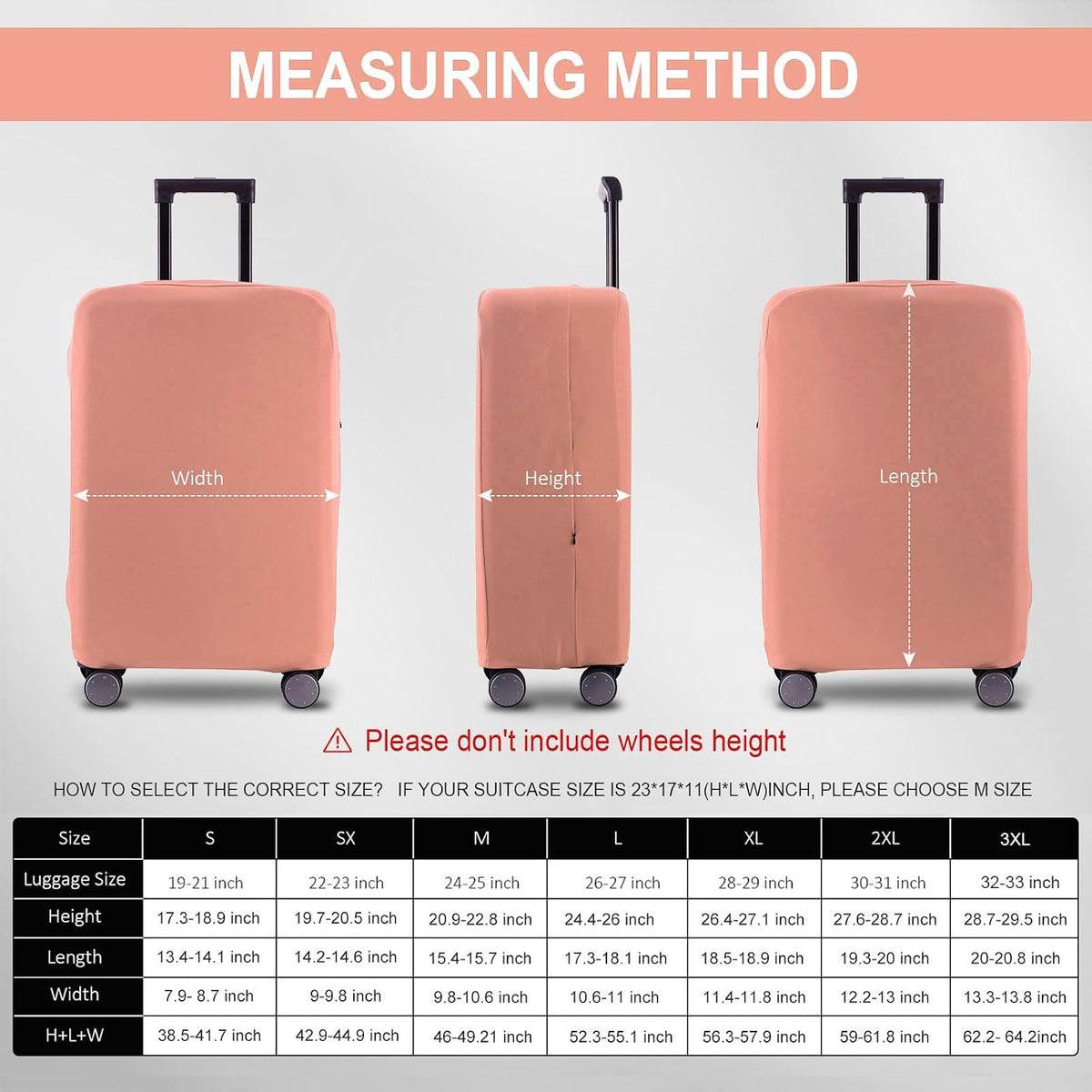 Travel Luggage Cover Suitcase Protector Scratch-Resistant Fit 19-31 Inch, Not Included Suitcase (Black, 2XL(30-31inch))
