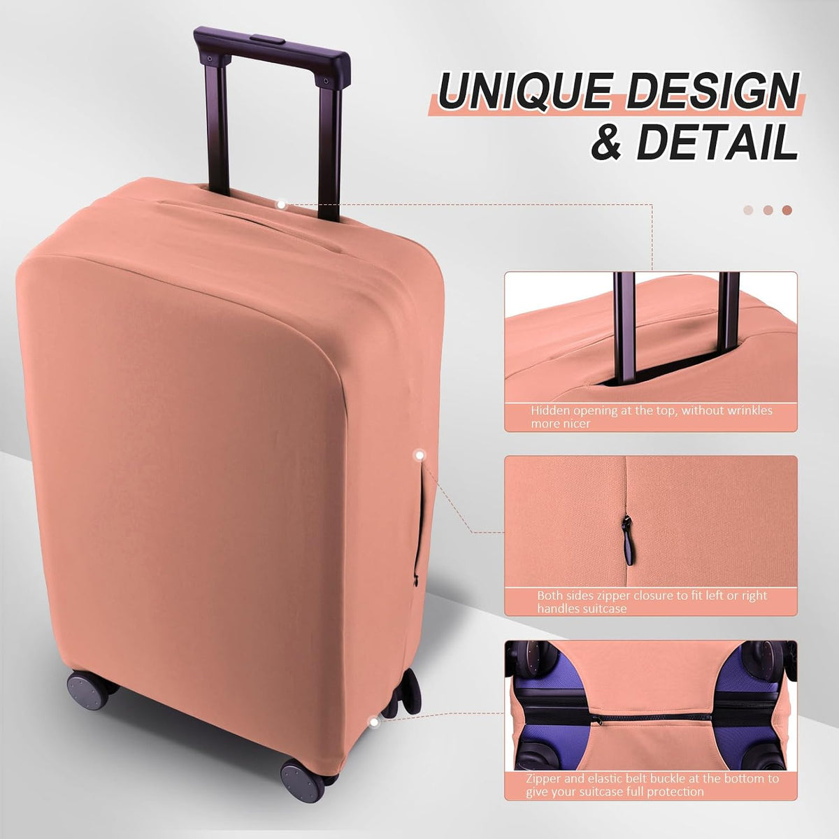 Travel Luggage Cover Suitcase Protector Scratch-Resistant Fit 19-31 Inch, Not Included Suitcase (Black, 2XL(30-31inch))