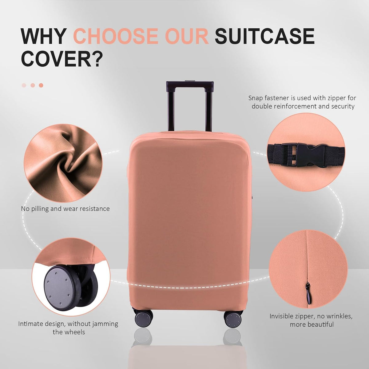 Travel Luggage Cover Suitcase Protector Scratch-Resistant Fit 19-31 Inch, Not Included Suitcase (Black, 2XL(30-31inch))
