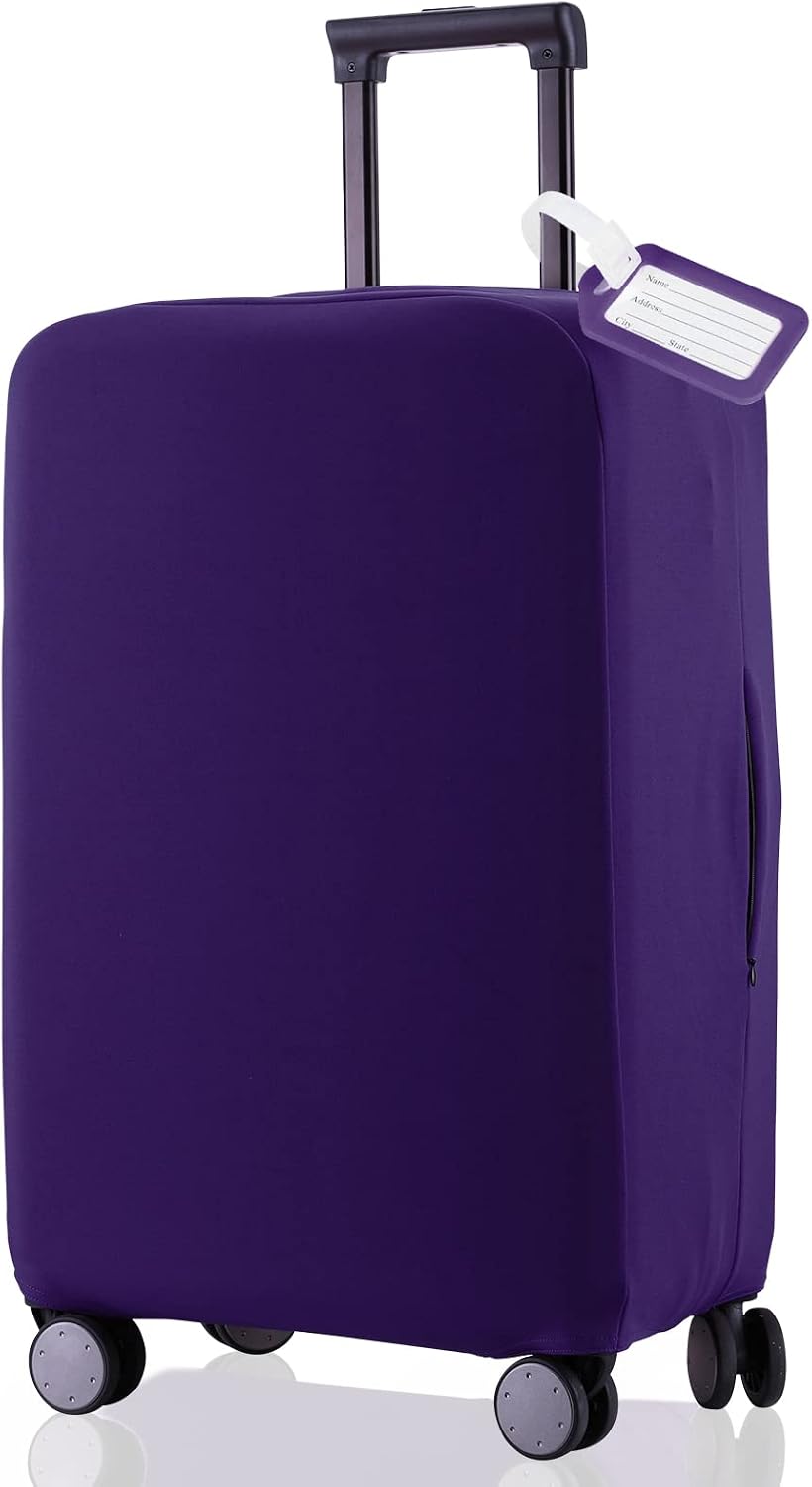 Travel Luggage Cover Suitcase Protector Scratch-Resistant Fit 19-31 Inch, Not Included Suitcase (Black, 2XL(30-31inch))
