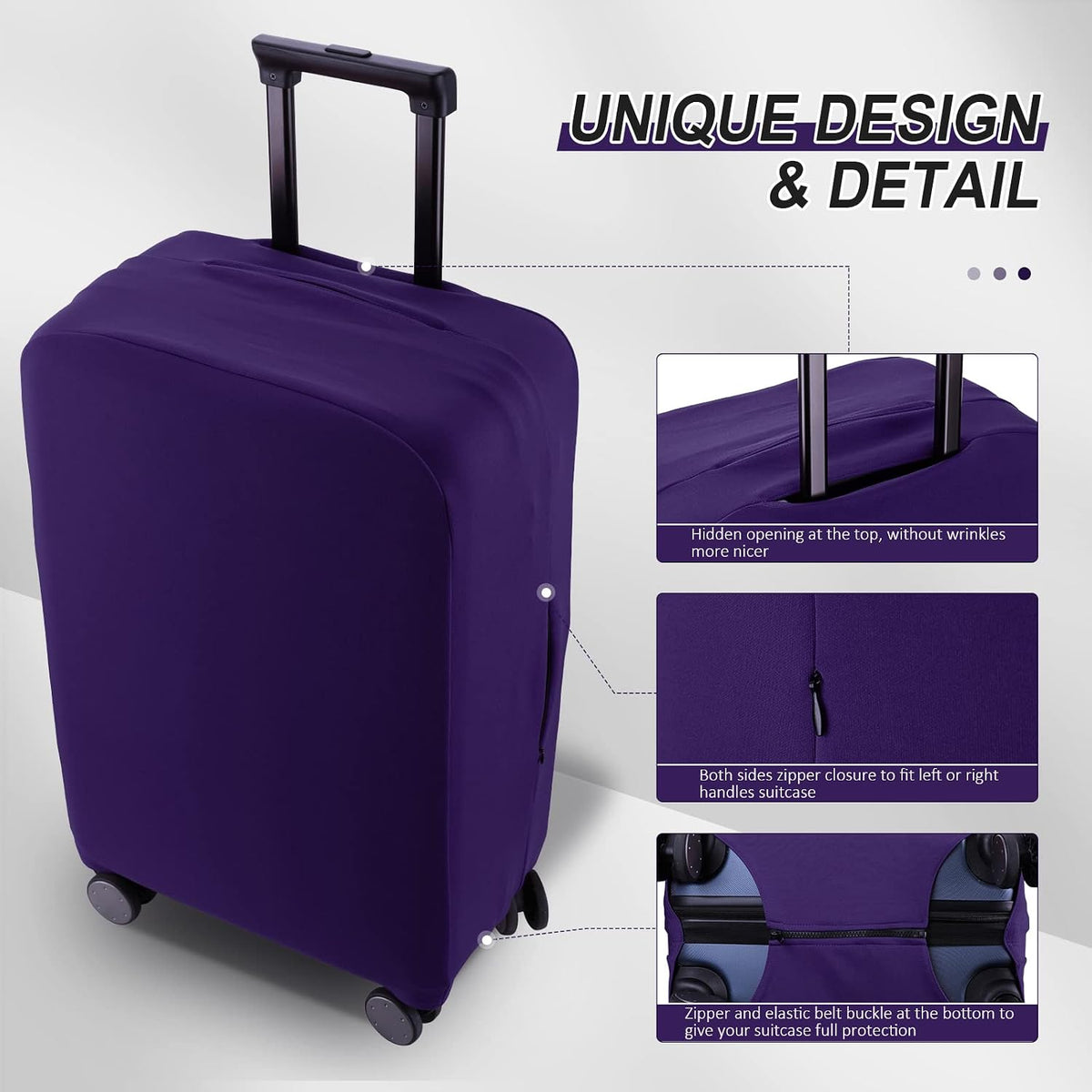 Travel Luggage Cover Suitcase Protector Scratch-Resistant Fit 19-31 Inch, Not Included Suitcase (Black, 2XL(30-31inch))