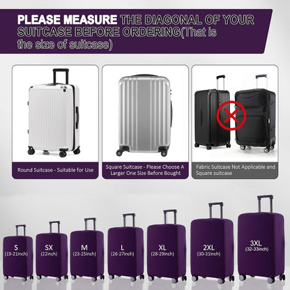 Travel Luggage Cover Suitcase Protector Scratch-Resistant Fit 19-31 Inch, Not Included Suitcase (Black, 2XL(30-31inch))
