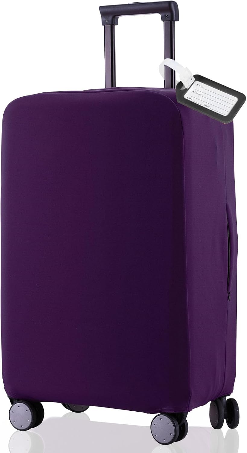 Travel Luggage Cover Suitcase Protector Scratch-Resistant Fit 19-31 Inch, Not Included Suitcase (Black, 2XL(30-31inch))