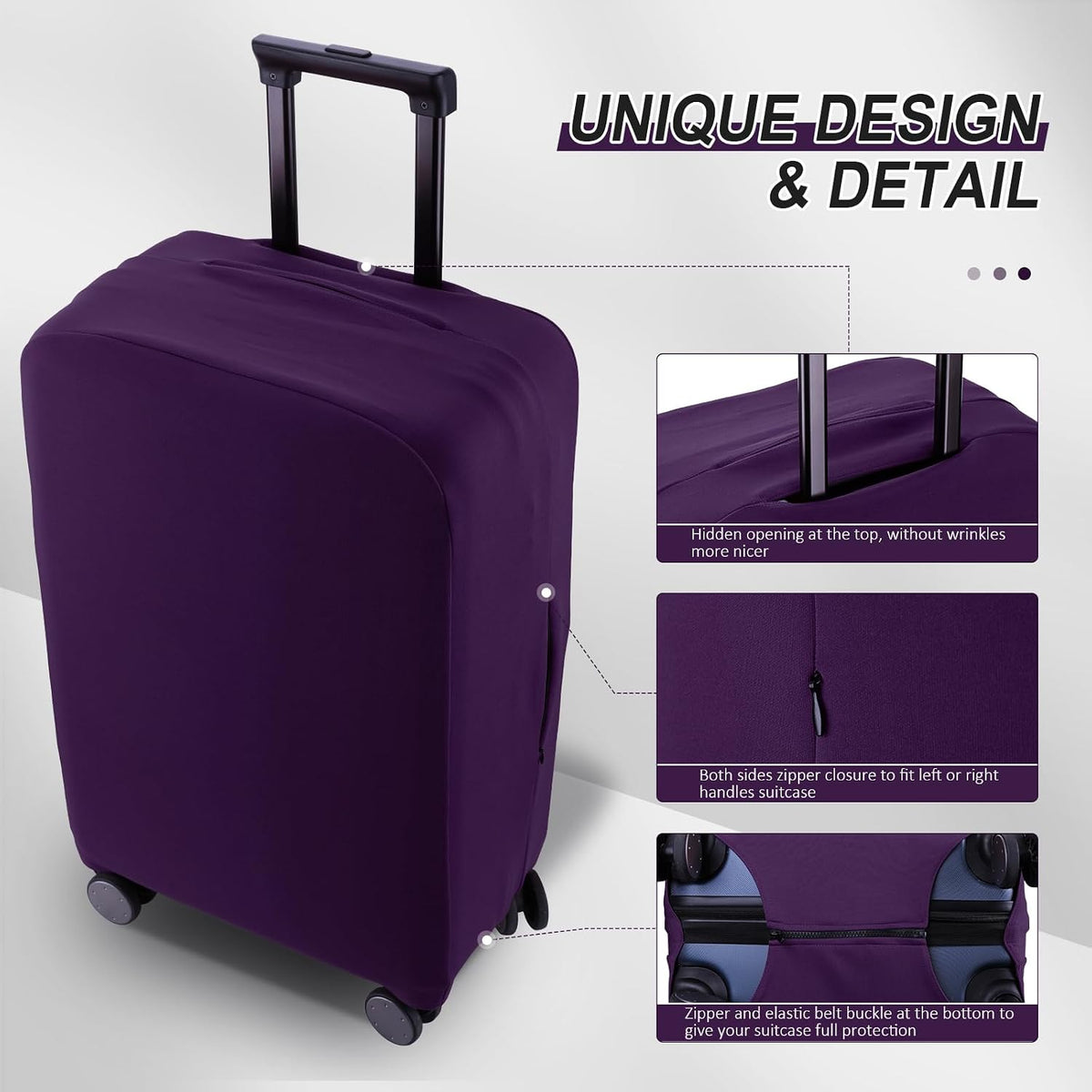 Travel Luggage Cover Suitcase Protector Scratch-Resistant Fit 19-31 Inch, Not Included Suitcase (Black, 2XL(30-31inch))