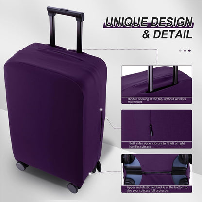 Travel Luggage Cover Suitcase Protector Scratch-Resistant Fit 19-31 Inch, Not Included Suitcase (Black, 2XL(30-31inch))