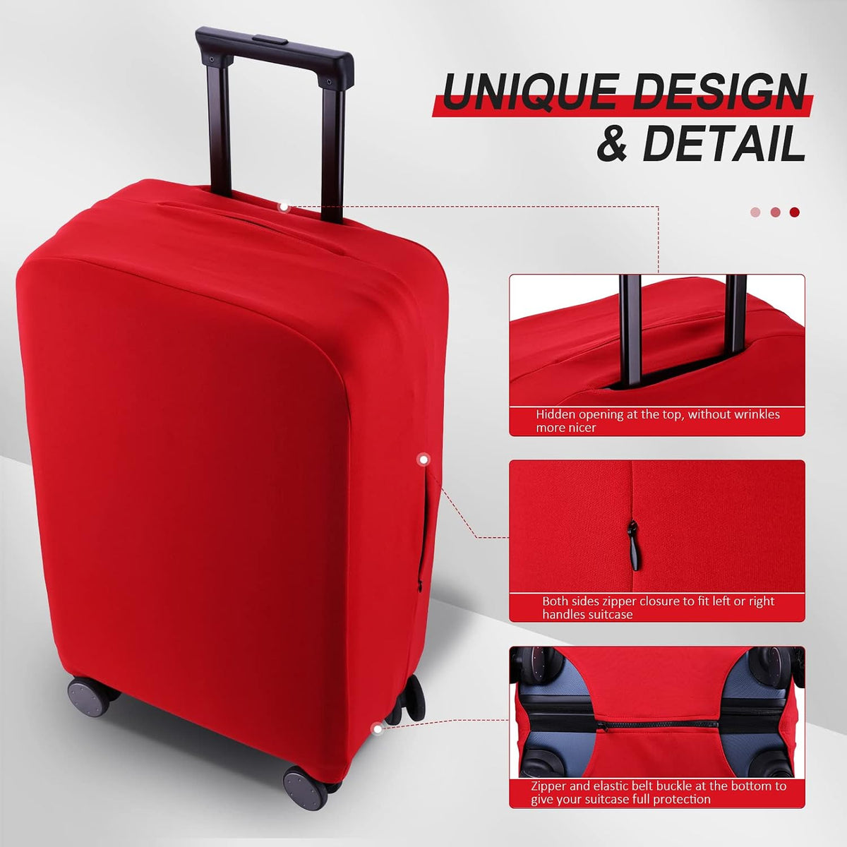 Travel Luggage Cover Suitcase Protector Scratch-Resistant Fit 19-31 Inch, Not Included Suitcase (Black, 2XL(30-31inch))