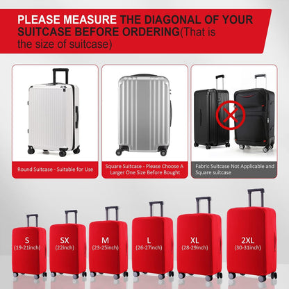 Travel Luggage Cover Suitcase Protector Scratch-Resistant Fit 19-31 Inch, Not Included Suitcase (Black, 2XL(30-31inch))